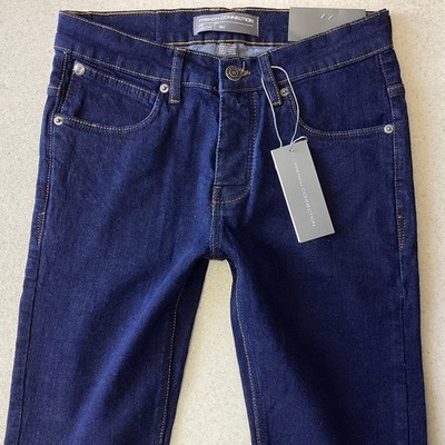 Neu mit Etikett French Connection blaue Herrenjeans normale Passform Größe 30 L W30 L34 (484K)