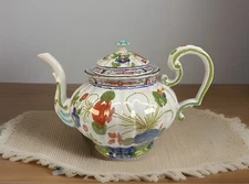 VTG Carnation FAENZA “Garofano” 6 cup Ceramic tea pot Italy hand-painted