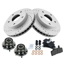 Wheel Hub Semi-Metallic Brake Pad Performance Rotor Front Kit for Dodge Ram