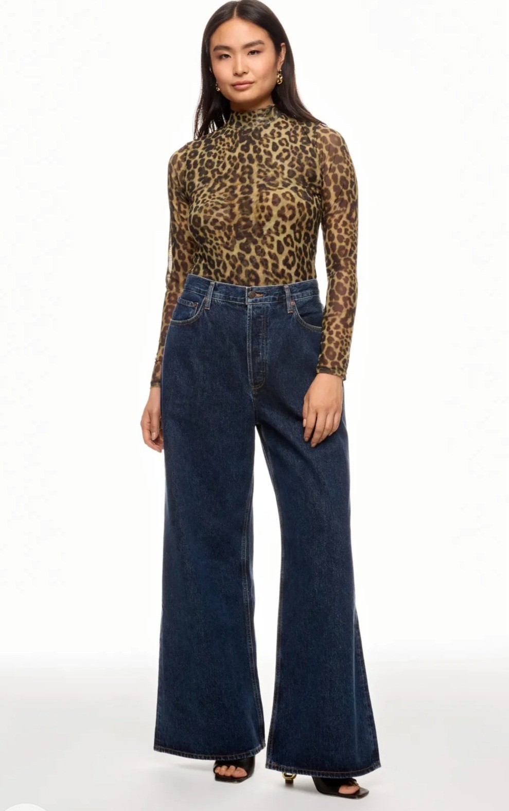 Ronny Kobo Leopard Print Mesh Top Size XS MSRP $245