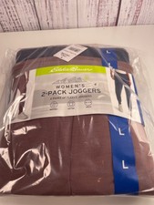 Eddie Bauer Women's 2-Pack Fleece Lounge Joggers, Twilight Mauve/Night Shado, L