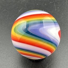 Contemporary Handmade Art Glass Marble 1" Colorful Swirl, Wigwag MIB, Fun Colors