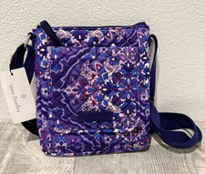 VERA BRADLEY MINI HIPSTER CROSSBODY HIPSTER BAG PURPLE FLORAL PAISLEY NEW