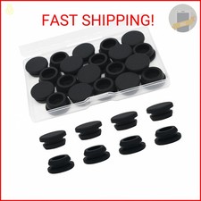 Tugermoola 20PCS 1/2" Rubber Hole Plug Black Silicone Plugs for Round Holes Fill
