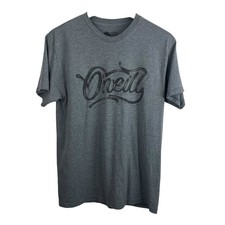 O Neill Size Medium Gray Logo Graphic Modern Fit Tee Shirt Surf Skate