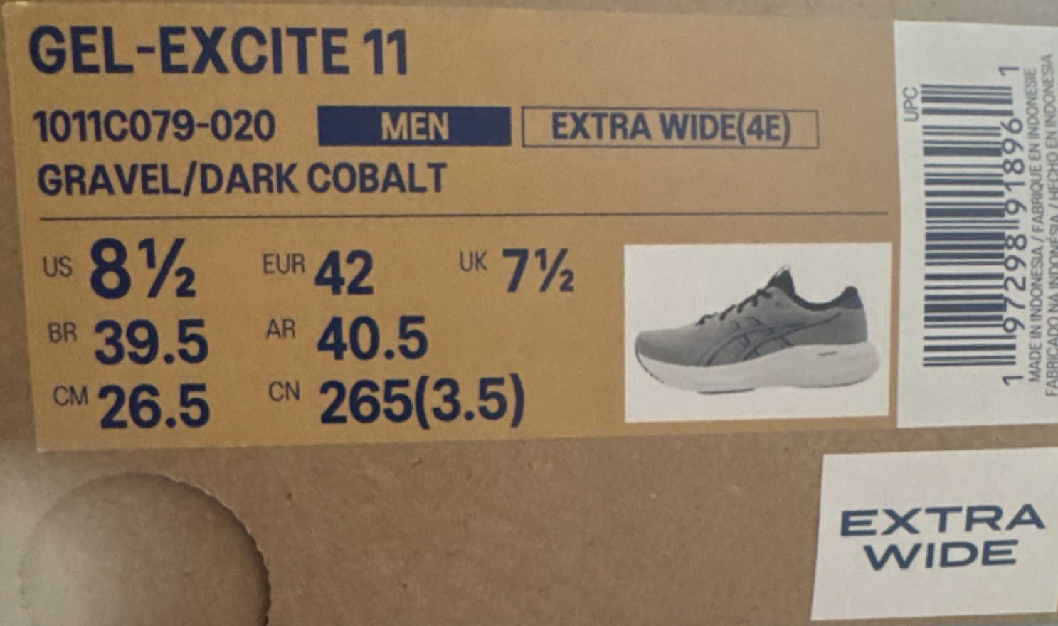 ASICS GEL-EXCITE 11 Men&rsquo;s Running Shoes Extra Wide 4E Grav