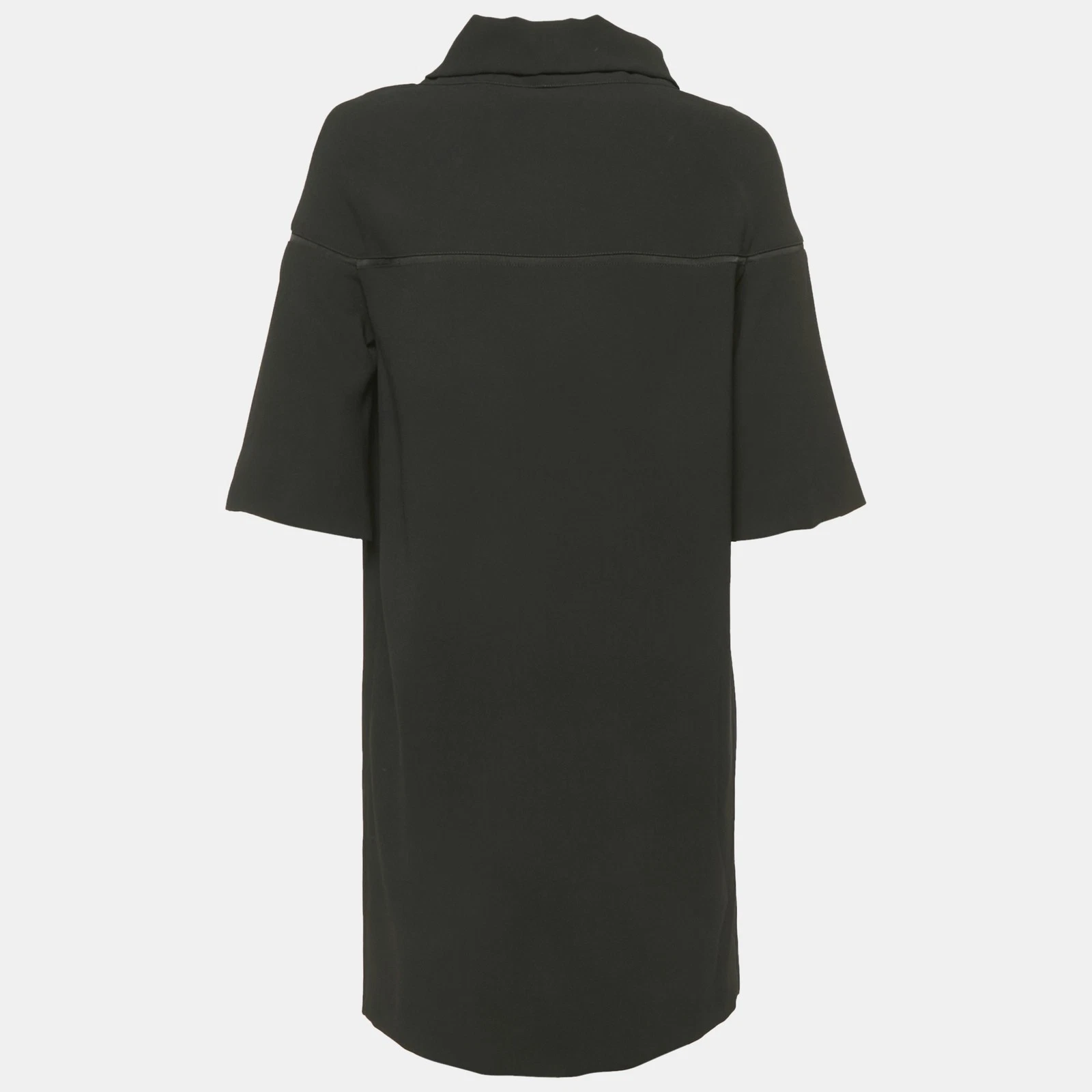 Kenzo Mini Abito Nero Raso Collo Alto S