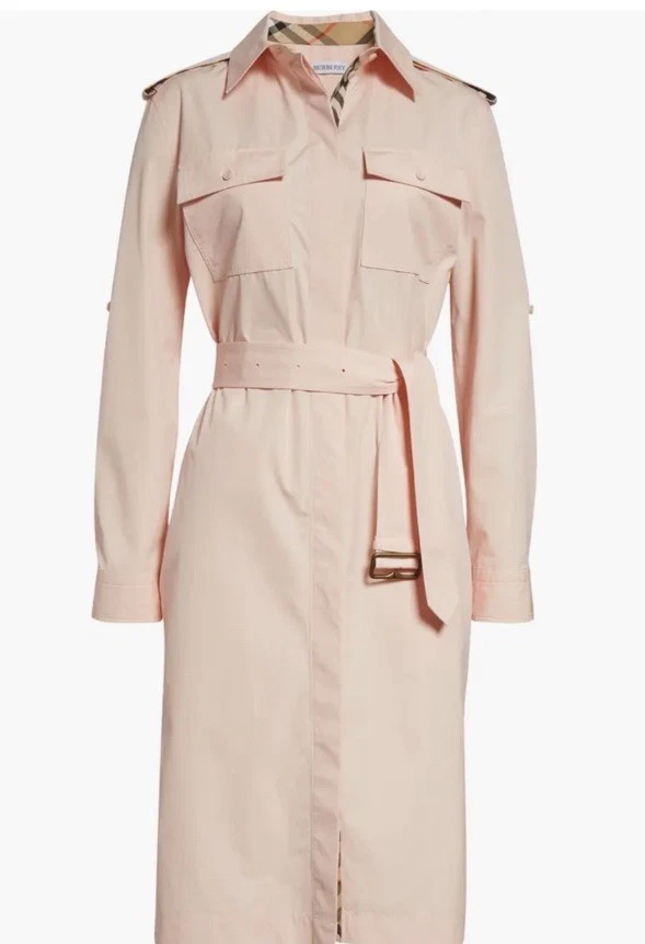 Burberry Designer Short-Sleeve Belted Trench Dress $1,790 US 4 Color Stone - Image 3 of 4