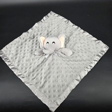 Pro Goleem Grey Elephant Baby Security Blanket Minky Dot Satin Lovey 16x16