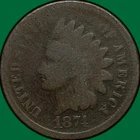 1874 Indian Head Cent Good G Coin #32217