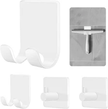 CGBE 4 Packs Shower Hooks for Inside Shower, Self Adhesive 4 Pack, White 
