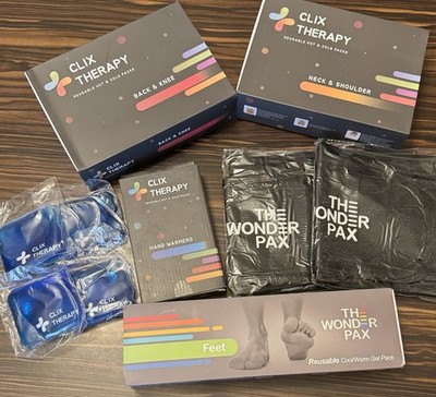 Clix Therapy Reusable Hot & Cold Pack Neck, Back, Foot, Hand Set - NIB - Various