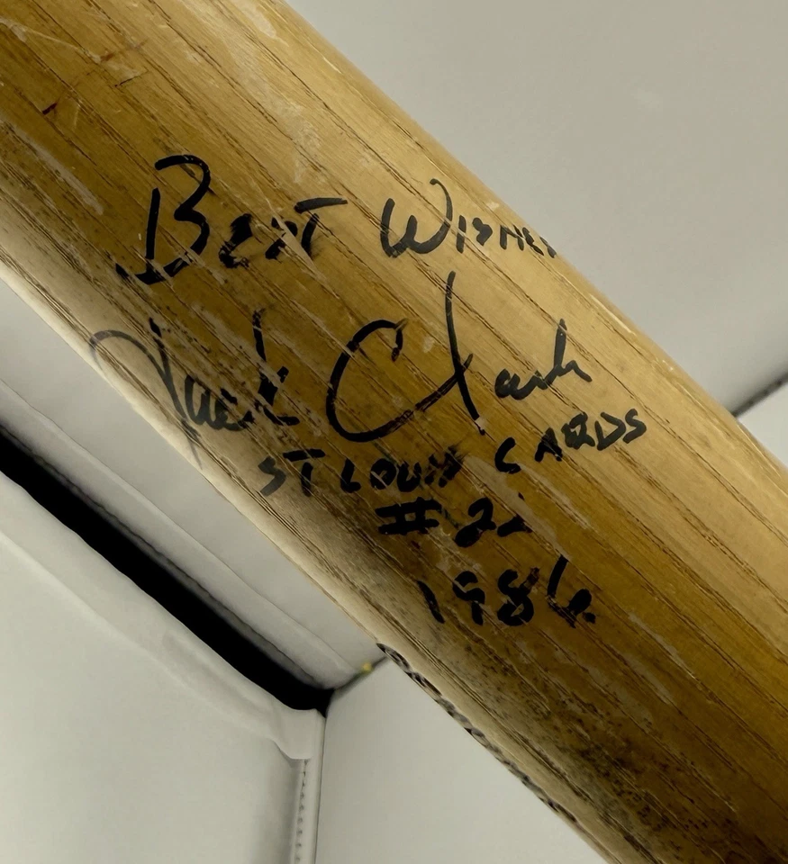 Бита с автографом Джека Кларка «Лучшие пожелания карты Сент-Луиса No22 1986» - Изображение 2 из 4