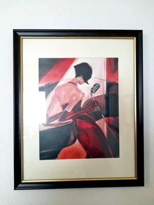 ''Jazz Fever'' von Trish Biddle. Vintage Bild im Nielsen-Holzrahmen 40 x 50 cm