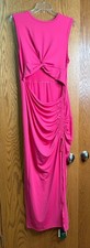 Halara Pink Athleisure NWT Sleeveless Side Slit Maxi Dress XL Open gathered