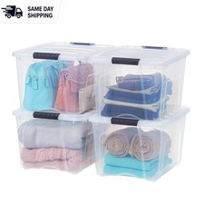 BPA-Free 40 Qt Plastic Storage Bins - 4 Pack with Easy-View Latching Lids