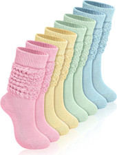 4 Pairs Slouch Socks for Women Bulk Stacked Boot 80S 90S One Size Pastel Color