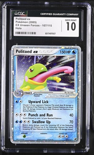 POKEMON 2005 EX UNSEEN FORCES #107 POLITOED EX CGC 10