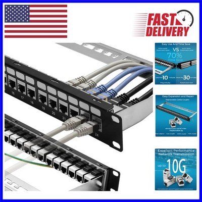 Robust 24 Port Cat6A Patch Panel with Gold-Plated Keystones   10G Ready