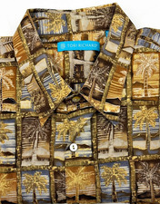 Tori Richard Shirt Men Large Palm Tree Print Floral Pocket Button Up USA Made