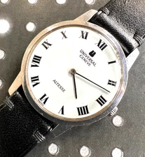 Vintage Universal Geneve Altesse porcelain watch steel 17 jewel 1960's Works
