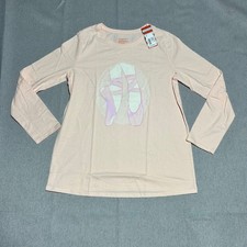 Cat  Jack Girls Ballet Slippers Graphic Tee XXL 16/18 Plus Peach Long Sleeve