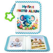 My First Family Album Book Elephant Baby Photo Holds 17 4x6 Photos Soft Cloth
