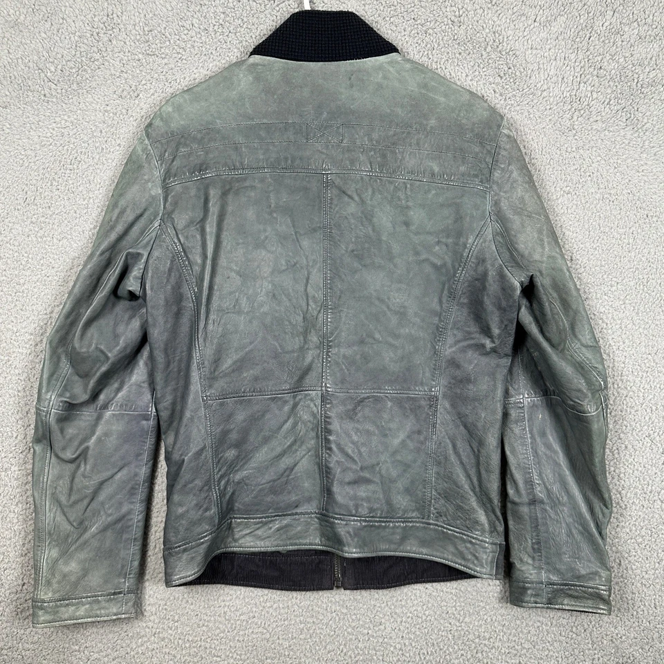 Hugo Boss Boss Chaqueta de Cuero Cordero Naranja Para Hombre 38R Verde Cremallera Completa Bolsillo Exterior Foto 2 de 4