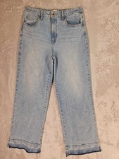 Universal Thread Wide-Leg Jeans Women Size 12 Distressed Pockets Light Blue