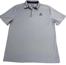 Reebok Men  s Polo Shirt M Gray Golf Short Sleeve Slim Fit Moisture Wicking  
