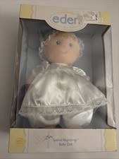 Eden Special Beginnings Baby Doll WhiteSatin Trim Lovey Baptism Communion New