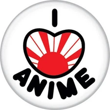 Japanese I Heart Anime White Licensed 1.25 Inch Button 86184
