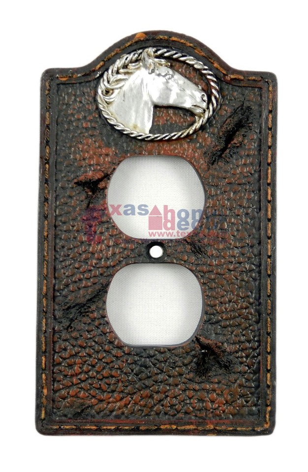 Western Horse Light Switch Plate Covers Stitched Faux Leather Look ...