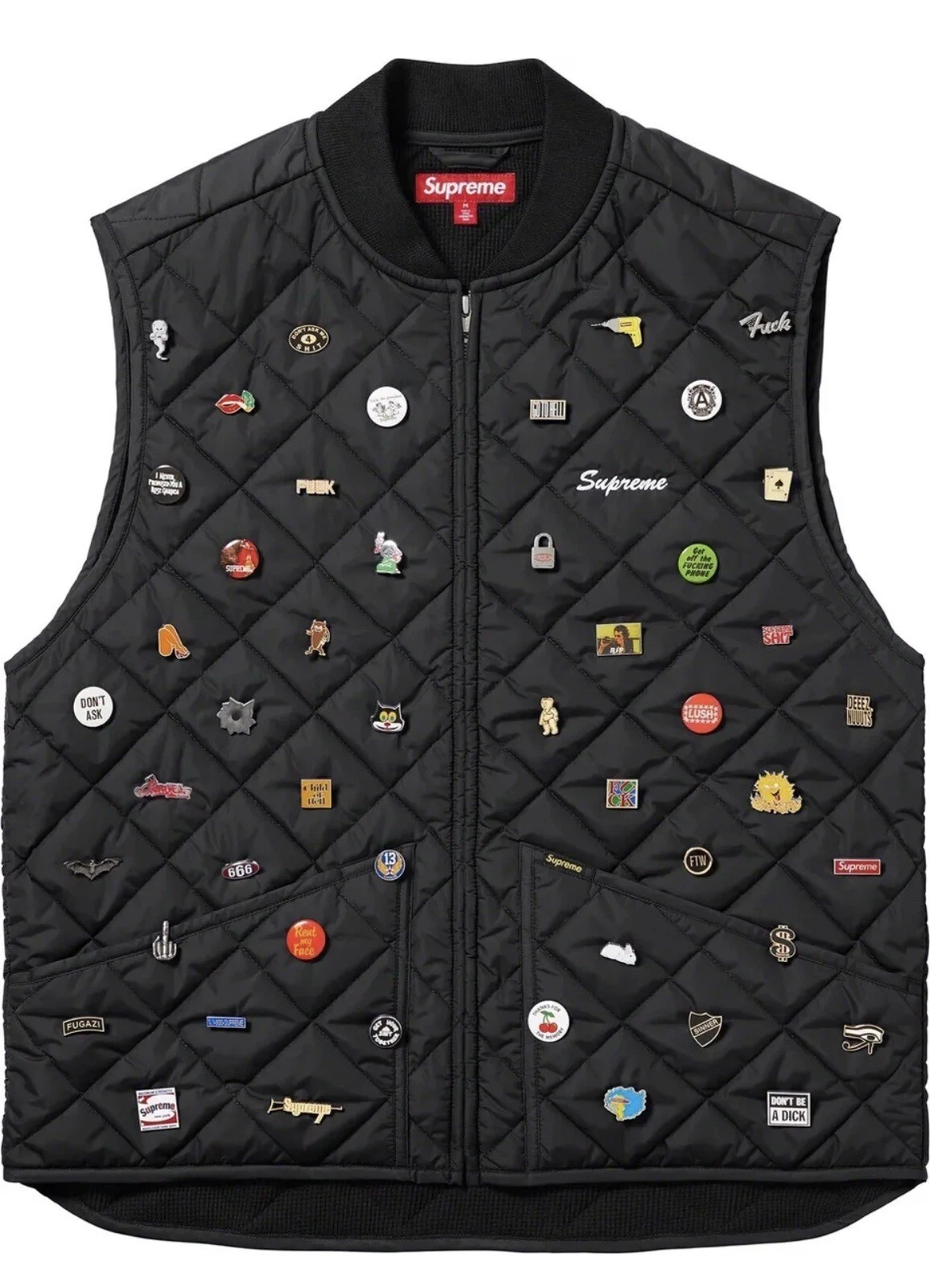Taille L   Gilet de travail matelassé Supreme Pins noir FW23 NEUF