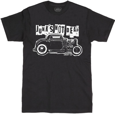 Lucky 13 Junks Not Dead Punk Gothic Hot Rod Cars Biker Tattoos T Shirt LM1000JK