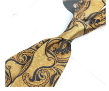 New Classic Paisley Yellow Brown JACQUARD WOVEN 100 Silk Men's Necktie Tie