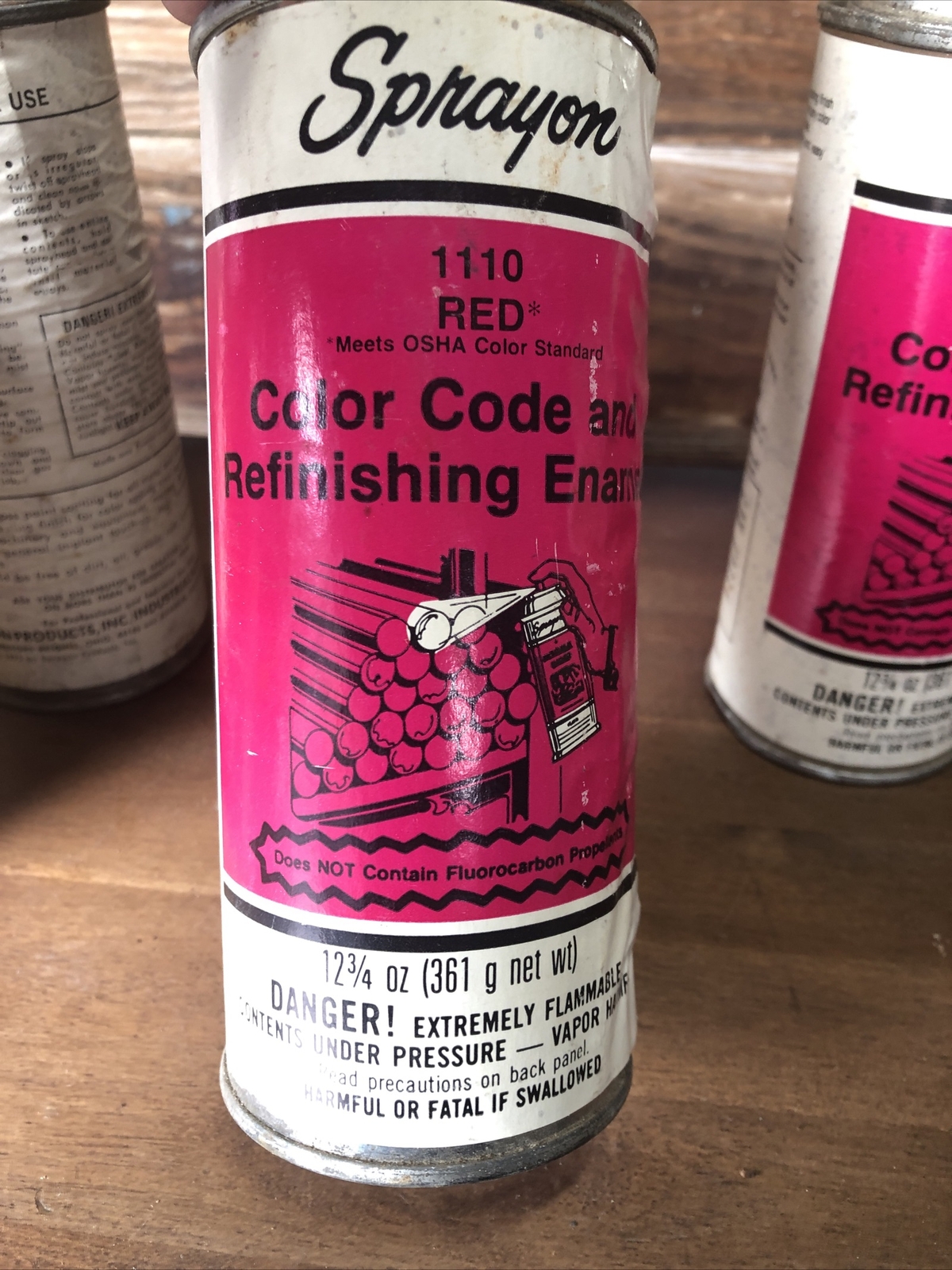 Vintage Sprayon Paper Label Spray Paint Can Red Aluminum Enamel