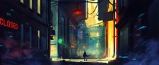 Landscape art futuristic city urban cityscape modern Custom Gaming Mat Desk