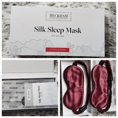Beckham Hotel Collection Silk Sleep Mask - Pack of 2, 100% Mulberry ,purple Wine