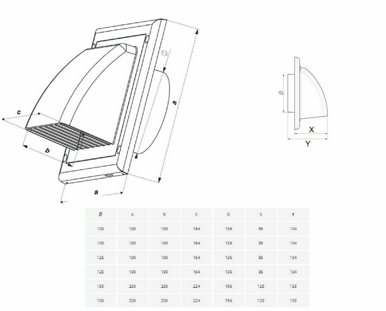 Cowled Gravity Flap Wall Outlet NonReturn Valve Cowl Duct Cover Air