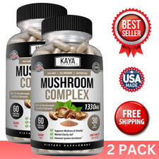  2 Pack Mushroom Complex Supplement, 60 capsules Lions Mane, Reishi, Shiitake