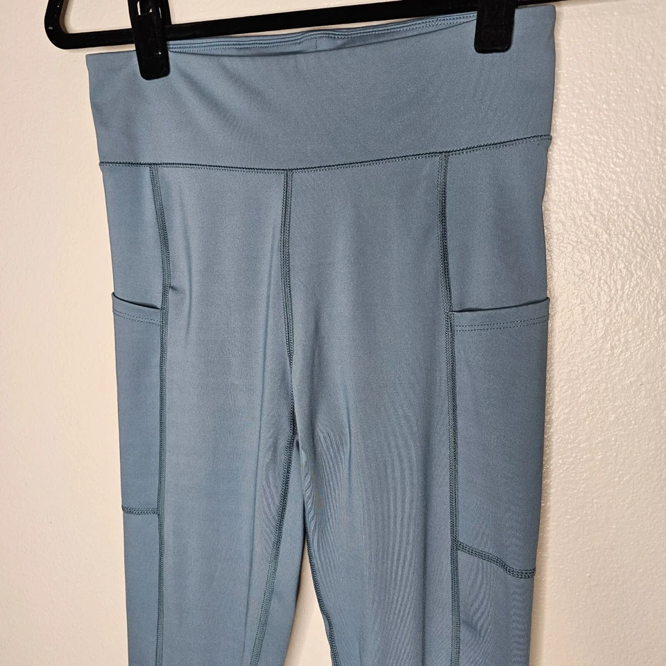 Leggings Aeropostale Talla Mediana Azul Pizarra Flexibles Tiro Alto Bolsillo Foto 3 de 4