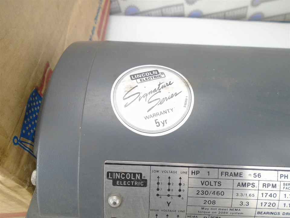 LINCOLN ELECTRIC - Motor KM428 - TV4908 - 1HP 1740 RPM 3PH 60HZ 56 ODP 230/460V - Image 4 of 4