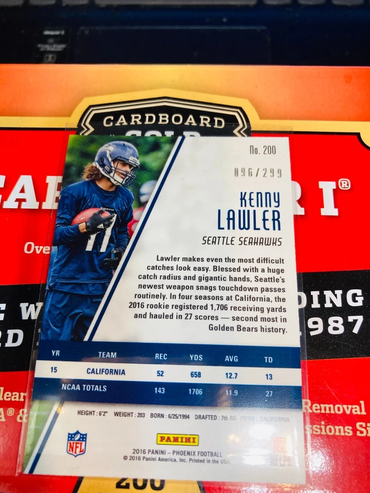 2016 PANINI PHOENIX PINK KENNY LAWLER RC /299 SEATTLE SEAHAWKS #200 v423 - Image 2 of 2