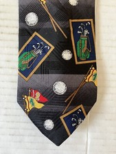 Privado Men's Necktie Tie Polyester Striped Golf Theme Equipment Made in USA 57"