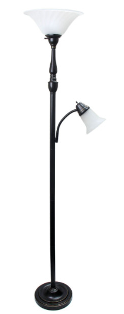 Элегантный дизайн 2-х ламповый торшер для мамы и дочки с белым мраморным стеклом 18390₽