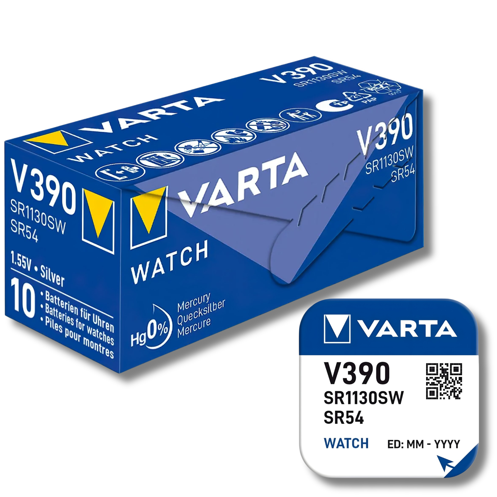 1x VARTA 390 Watch Battery Silver Oxide Cell 1.55V SR1130SW *LONG EXPIRY*