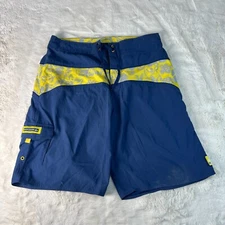 Vintage Quiksilver Shorts Mens 32 Blue Yellow Surf Board Shorts