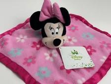 NWT Disney Baby Minnie Mouse Pink Floral Flower Satin Security Blanket Plush Toy