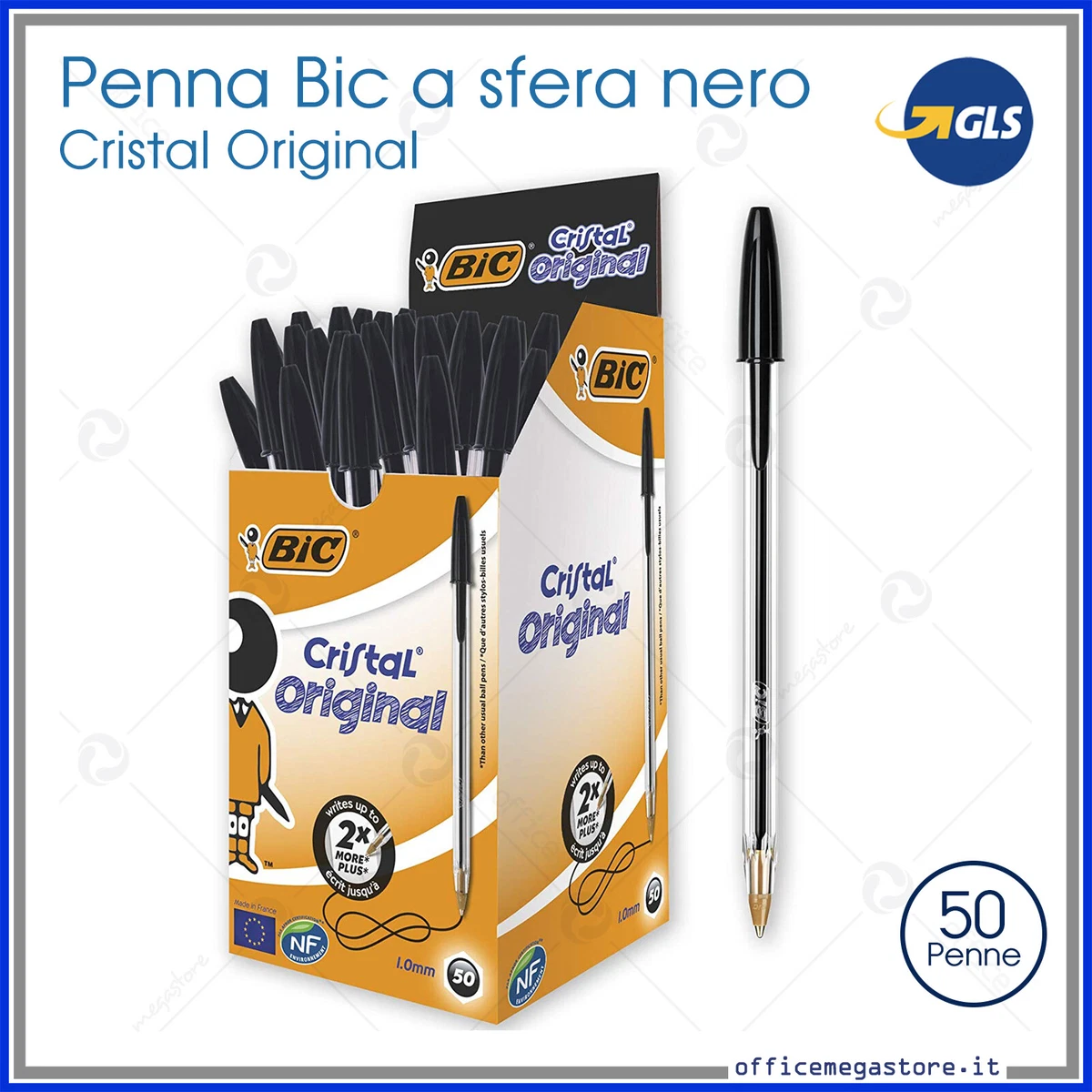 Bic Cristal 12516 - Penne A Sfera Con Inchiostro Nero - Canna Trasparente E Impugnatura Esagonale - Confezione Multipla - 4